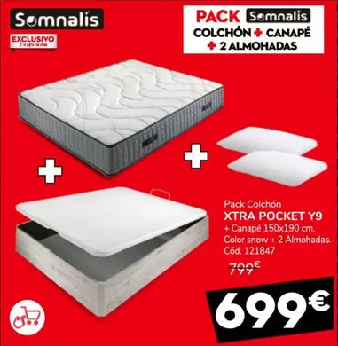 Oferta de Somnalis - Pack Solchón + Canapé + 2 Almohadas por 699€ en Conforama