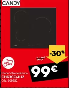 Oferta de Candy - Placa Vitrocerámica CH63CC/4U2 por 99€ en Conforama