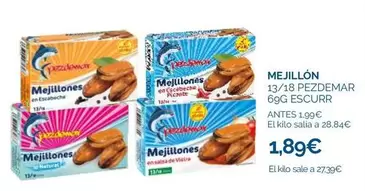 Oferta de Mejillones por 1,89€ en Supermercados La Despensa