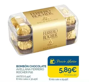 Oferta de Ferrero Rocher - Bombon Chocolate Avellana Rocher por 5,89€ en Supermercados La Despensa