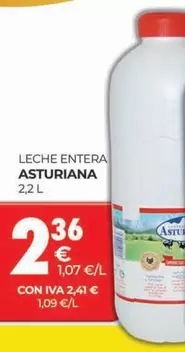 Oferta de La Asturiana - Leche Entera por 2,36€ en CashDiplo