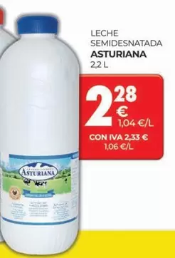 Oferta de La Asturiana - Leche Semidesnatada por 2,28€ en CashDiplo