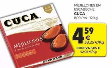 Oferta de Cuca - Mejillones En Escabeche por 4,59€ en CashDiplo