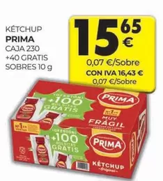 Oferta de Prima - Ketchup Caja 230 +40 Gratis Sobres por 15,65€ en CashDiplo