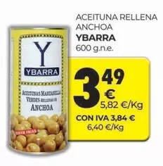 Oferta de Ybarra - Aceituna Rellena Anchoa por 3,49€ en CashDiplo