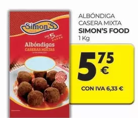 Oferta de Simon's - Albondiga Casera Mixta por 5,75€ en CashDiplo