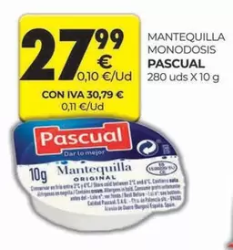 Oferta de Pascual - Mantequilla Monodosis por 27,99€ en CashDiplo