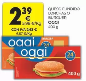 Oferta de Oggi - Queso Fundido Lonchas O Burger por 2,39€ en CashDiplo