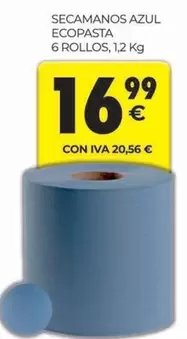 Oferta de Secamanos Azul Ecopasta por 16,99€ en CashDiplo