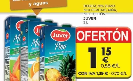 Oferta de Juver - Bebida 20% Zumo Multifrutas, Pina, Melocoton por 1,15€ en CashDiplo