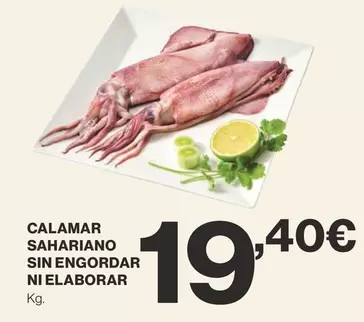 Oferta de Calamar Sahariano Sin Engordar Ni Elaborar por 19,4€ en Supercor