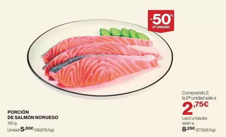 Oferta de Porción De Salmon Noruego por 5,5€ en Supercor