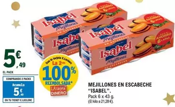 Oferta de Isabel - Mejillones En Escabeche por 5,49€ en E.Leclerc