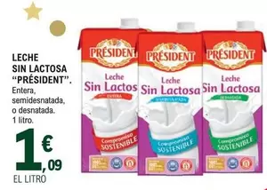 Oferta de Président - Leche Sin Lactosa por 1,09€ en E.Leclerc