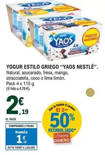 Oferta de Nestlé - Yogur Estilo Griego por 2,19€ en E.Leclerc