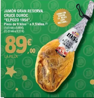 Oferta de Elpozo - Jamón Gran Reserva Cruce Duroc por 89€ en E.Leclerc