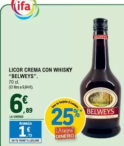 Oferta de Belweys - Licor Crema Con Whisky por 6,89€ en E.Leclerc