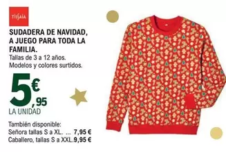 Oferta de Tissaia - Sudadera De Navidad, A Juego Para Toda La Familia por 5,95€ en E.Leclerc