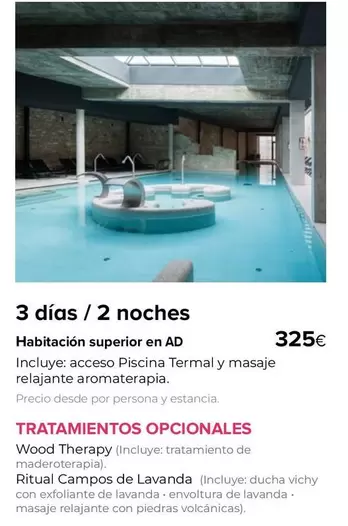 Oferta de Tratamientos Opcionales por 325€ en Viajes El Corte Inglés