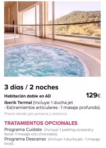 Oferta de Tratamientos Opcionales por 129€ en Viajes El Corte Inglés