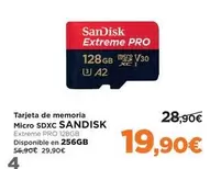 Oferta de Sandisk - Tarjeta De Memoria Micro Sdxc por 19,9€ en El Corte Inglés