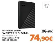 Oferta de Western digital - Disco Duro Portatil por 74,9€ en El Corte Inglés