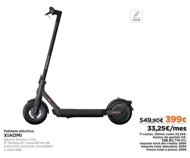 Oferta de Xiaomi - Patinete Eléctrico por 399€ en El Corte Inglés