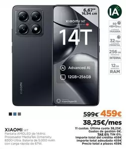 Oferta de Xiaomi - Panalba Amoled De 1244hz por 459€ en El Corte Inglés