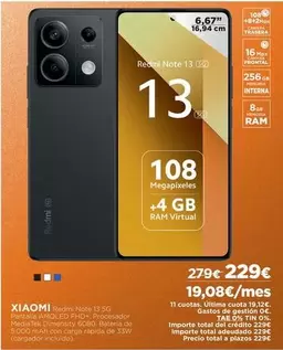 Oferta de Xiaomi - Redmi Note 13 5g por 229€ en El Corte Inglés