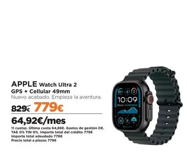 Oferta de Apple - Watch Ultra 2 GPS + Cellular 49mm por 779€ en El Corte Inglés