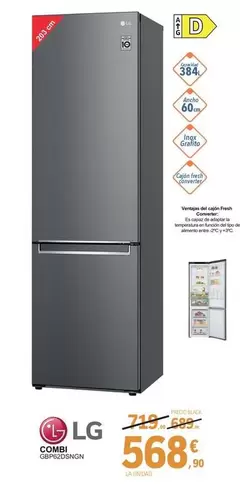 Oferta de LG - Combi GBP62DSNGN por 568,9€ en E.Leclerc