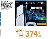 Oferta de Sony - PS5 Chasis Digital D + Fornite Consola por 374,99€ en E.Leclerc