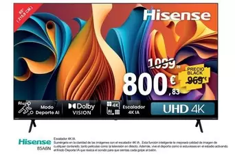 Oferta de Hisense - Escalador 4K IA 85A6N por 800,83€ en E.Leclerc