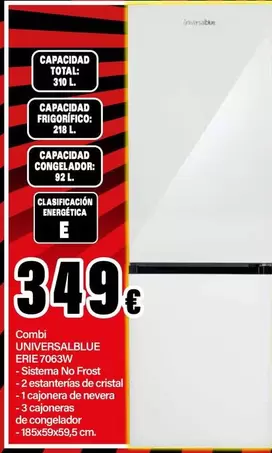 Oferta de Universalblue - Combi Erie 7063W por 349€ en E.Leclerc