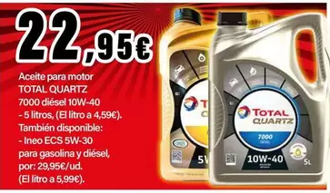 Oferta de Total Quartz - Aceite Para Motor por 22,95€ en E.Leclerc