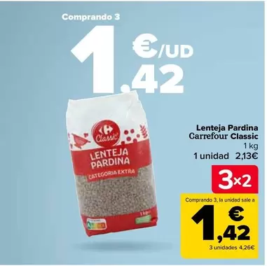 Oferta de Carrefour - Lenteja Pardina Classic por 2,13€ en Carrefour