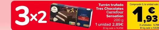 Oferta de Carrefour  - Turrón Trufado Tres Chocolates Sensation por 2,89€ en Carrefour