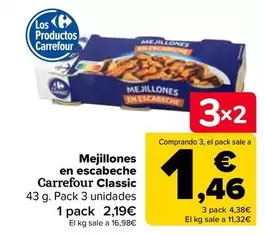 Oferta de Carrefour Classic - Mejillones En Escabeche  por 2,19€ en Carrefour