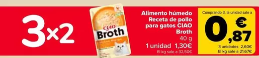 Oferta de Ciao Broth - Alimento Húmedo Receta De Pollo Para Gatos  por 1,3€ en Carrefour