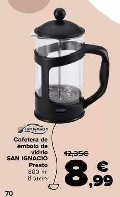 Oferta de San Ignacio - Cafetera De Émbolo De Vidrio  Presto por 8,99€ en Carrefour