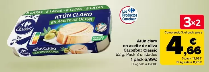 Oferta de Carrefour - Atún Claro En Aceite De Oliva Classic por 6,99€ en Carrefour