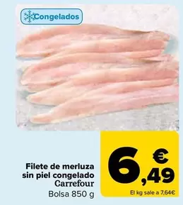 Oferta de Carrefour - Filete De Merluza Sin Piel Congelado por 6,49€ en Carrefour