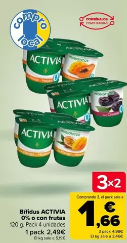 Oferta de Activia - Bífidus 0% Con Fruta  por 2,49€ en Carrefour