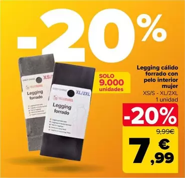 Oferta de Legging Cálido Forrado Con Pelo Interior Mujer por 7,99€ en Carrefour