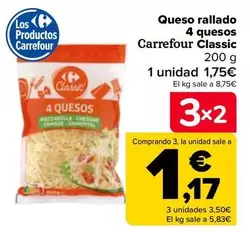 Oferta de Carrefour - Queso Rallado  4 Quesos Classic por 1,75€ en Carrefour