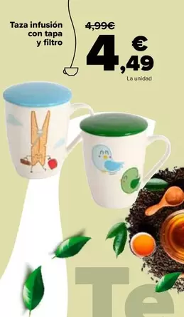 Oferta de Taza Infusion Con Tapa Y Filtro por 4,49€ en Carrefour