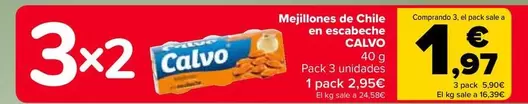 Oferta de Calvo - Mejillones De Chile En Escabeche por 2,95€ en Carrefour