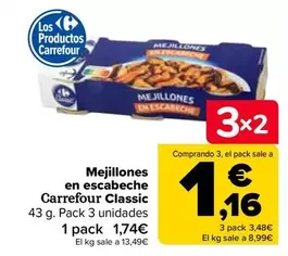 Oferta de Carrefour Classic - Mejillones En Escabeche  por 1,74€ en Carrefour