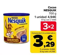 Oferta de Nestlé - Cacao Nesquik por 4,94€ en Carrefour