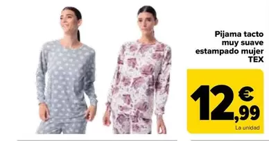 Oferta de TEX - Pijama Tacto Muy Suave Estampado Mujer por 12,99€ en Carrefour